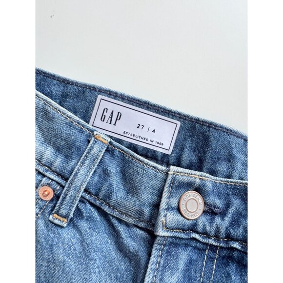 GAP Medium Indigo Wash Stretch Denim Fluted A-Line Maxi Skirt, Size 27/4 - Picture 9 of 12